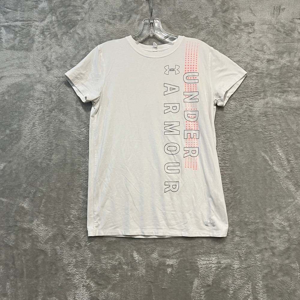 Under Armour Graphic Tee Womens‎ M White Pink Logo Short Sleeve Activewear Shirt